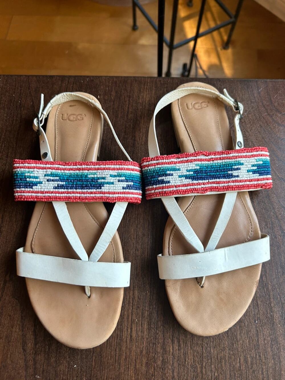 UGG size 8.5 Verona Serape Beaded Sandals Southwestern beaded band